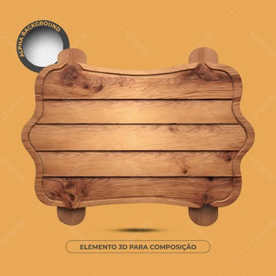 Base De Texto De Madeira Elemento 3D Para Composição