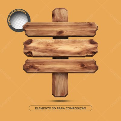 Base De Texto De Madeira Elemento 3D Para Composição