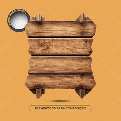Base De Texto De Madeira Elemento 3D Para Composição