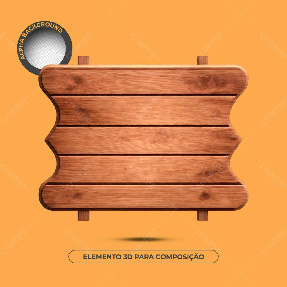 Elemento 3D de Madeira PSD Editável
