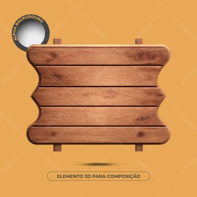 Base De Texto De Madeira Elemento 3D Para Composição