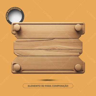 Base De Texto De Madeira Elemento 3D Para Composição