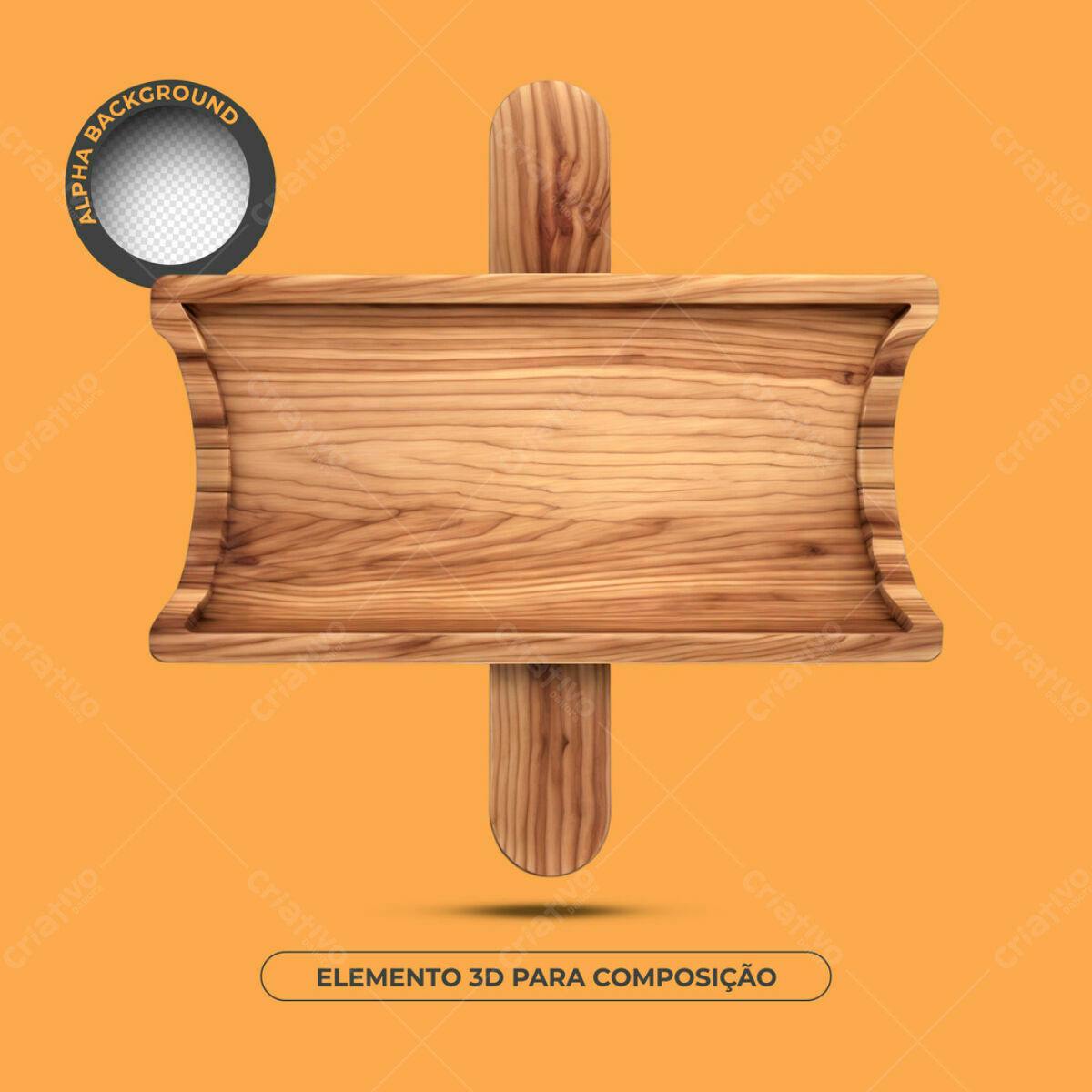 Placa de Madeira 3D para Composição PSD Editável