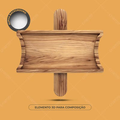 Base De Texto De Madeira Elemento 3D Para Composição