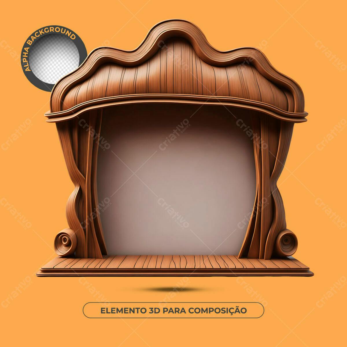 Moldura de Madeira 3D para Composição PSD Editável