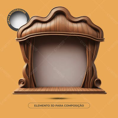 Base De Texto De Madeira Elemento 3D Para Composição
