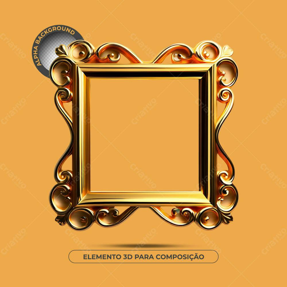 Porta Retrato Dourado Para Composição 8