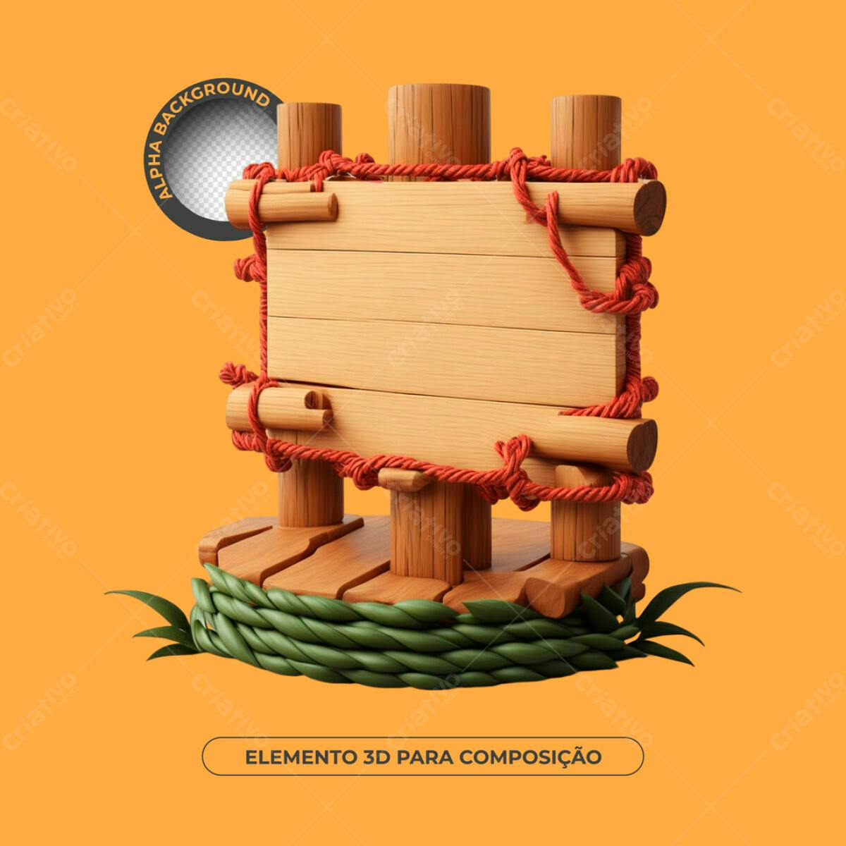 Placa de Madeira em 3D para Mockup PSD Editável