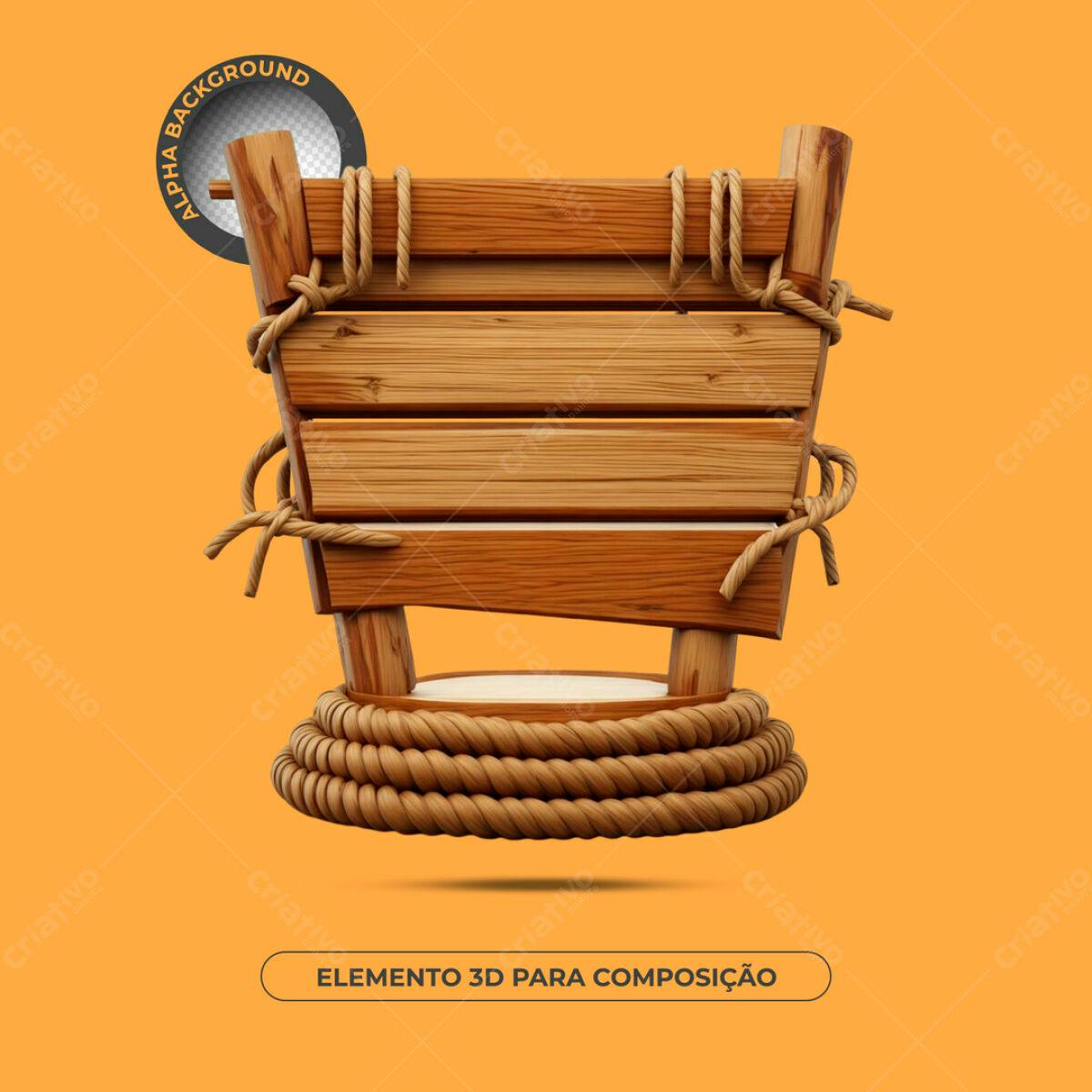 Elemento 3D de Madeira PSD Editável