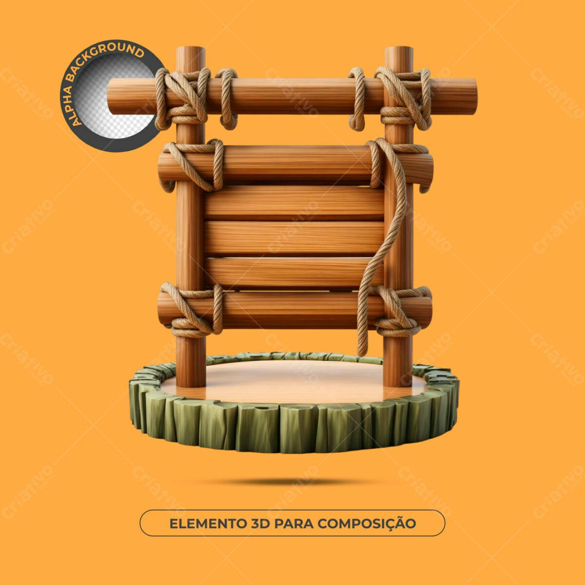 Elemento 3D de Madeira PSD para Mockups