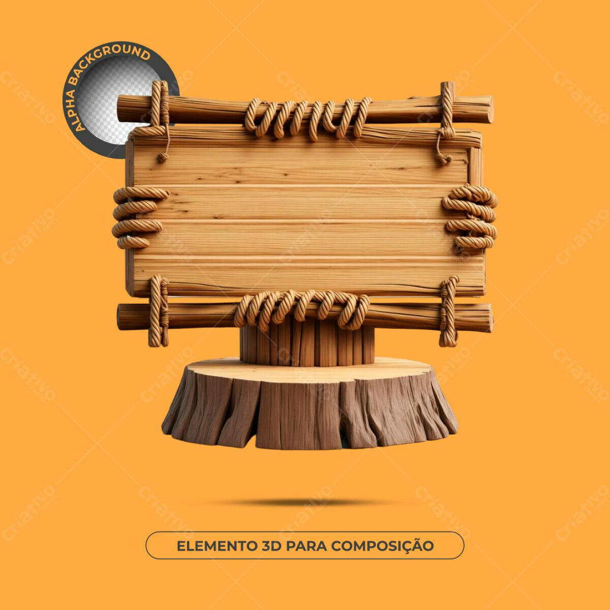 Placa de Madeira Rustica PSD Editável