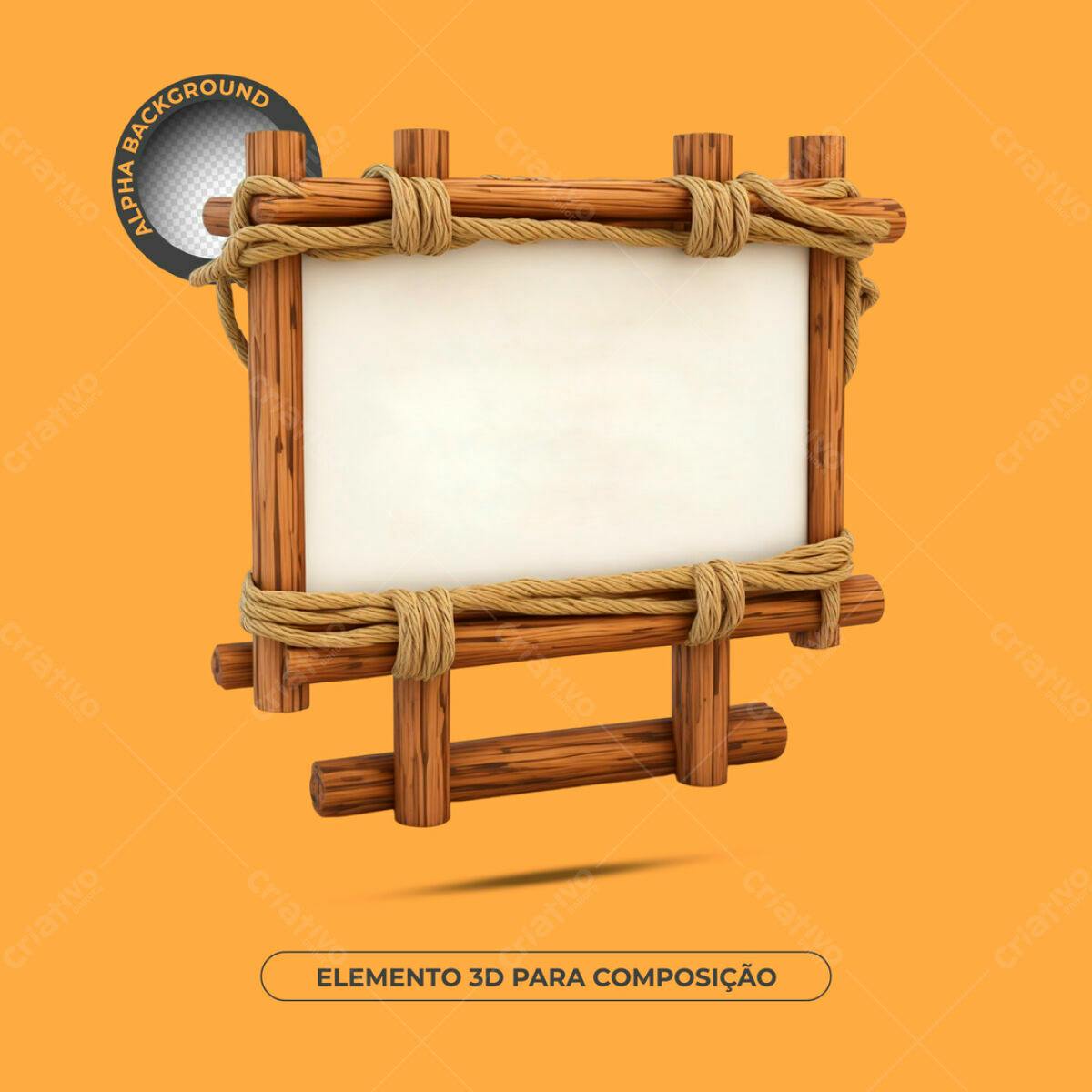Quadro de Madeira Rústico PSD Editável