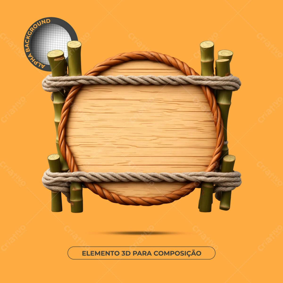 Elemento 3D de Madeira PSD Editável
