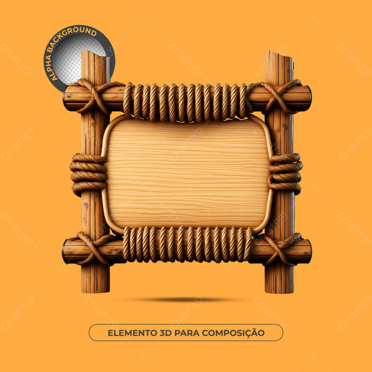 Placa de Madeira Rustica PSD Editável