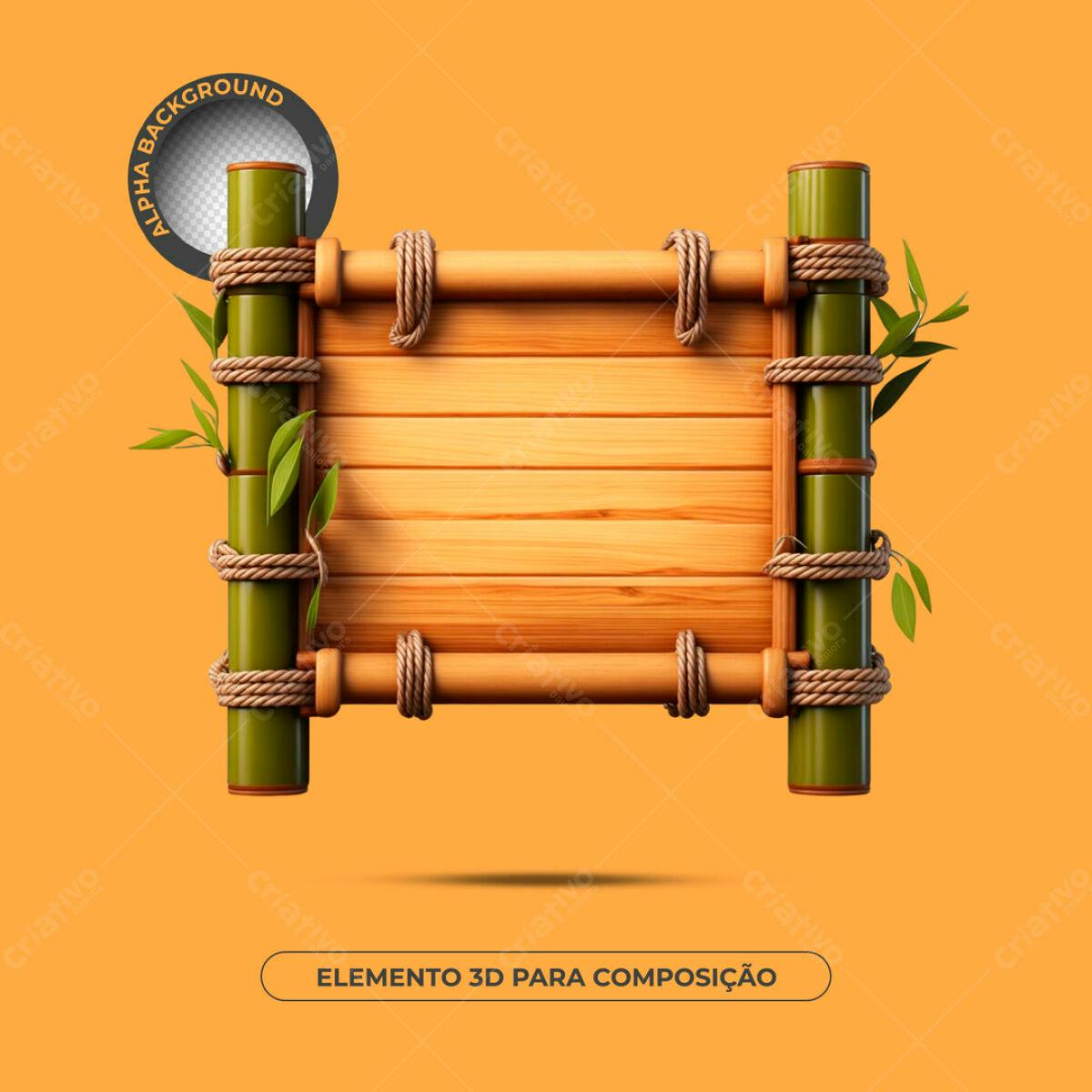 Placa de Madeira em Bambu PSD Editável