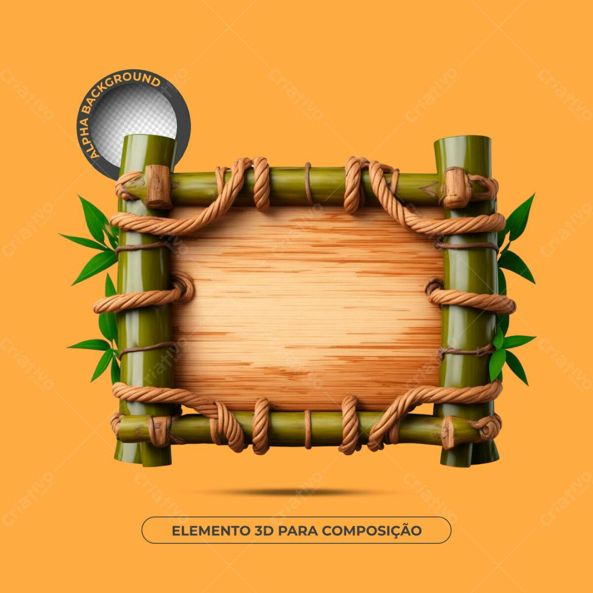 Elemento 3D de Bambu PSD Editável