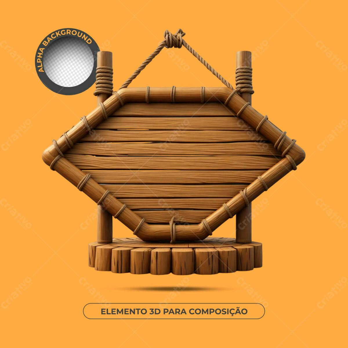 Placa de Madeira Rustica PSD Editável