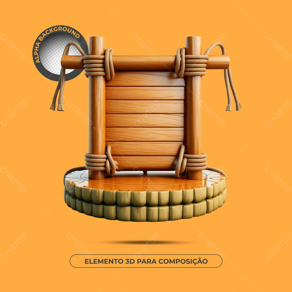 Elemento 3D Madeira PSD para Mockups