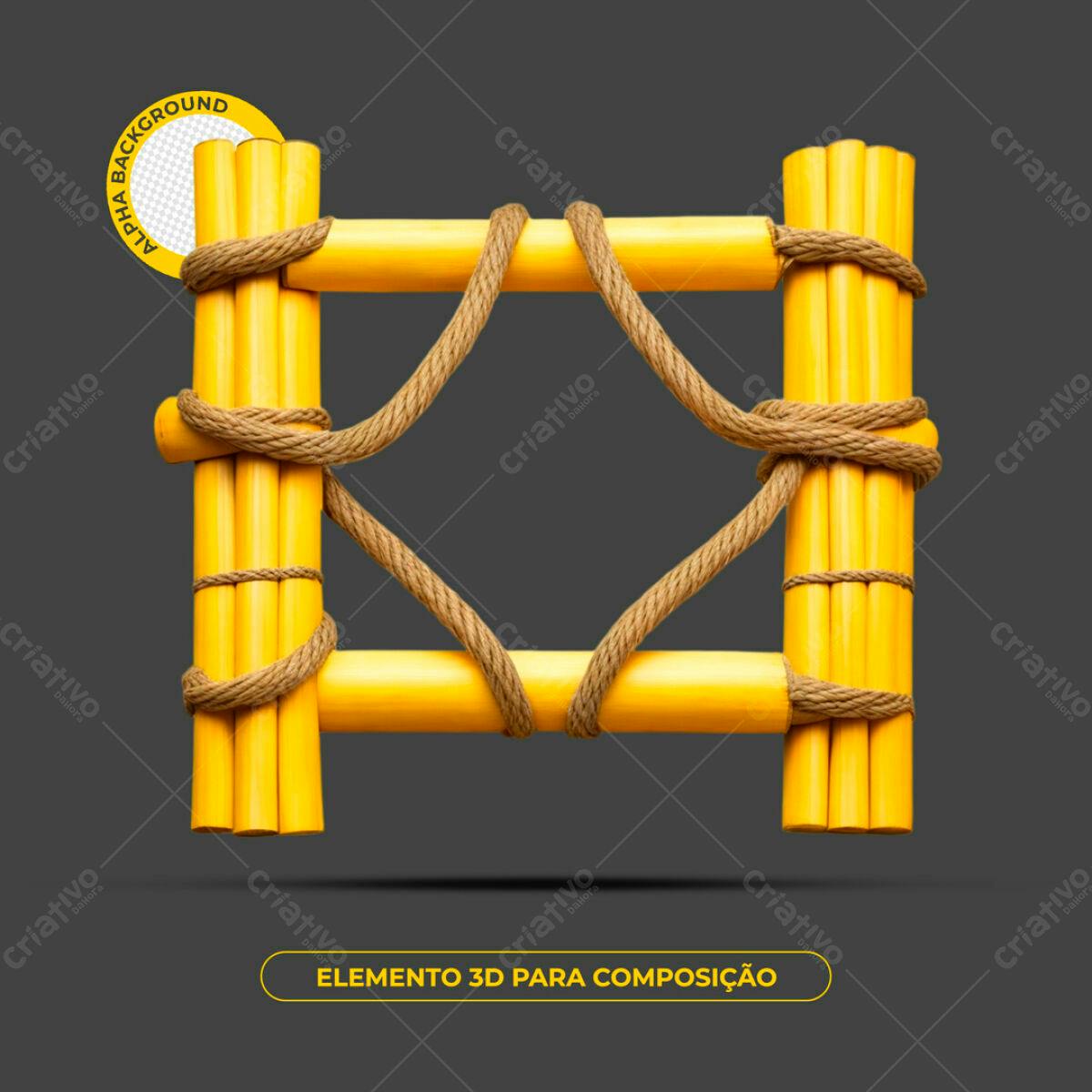 Elemento 3D Amarelo para Composição PSD Editável