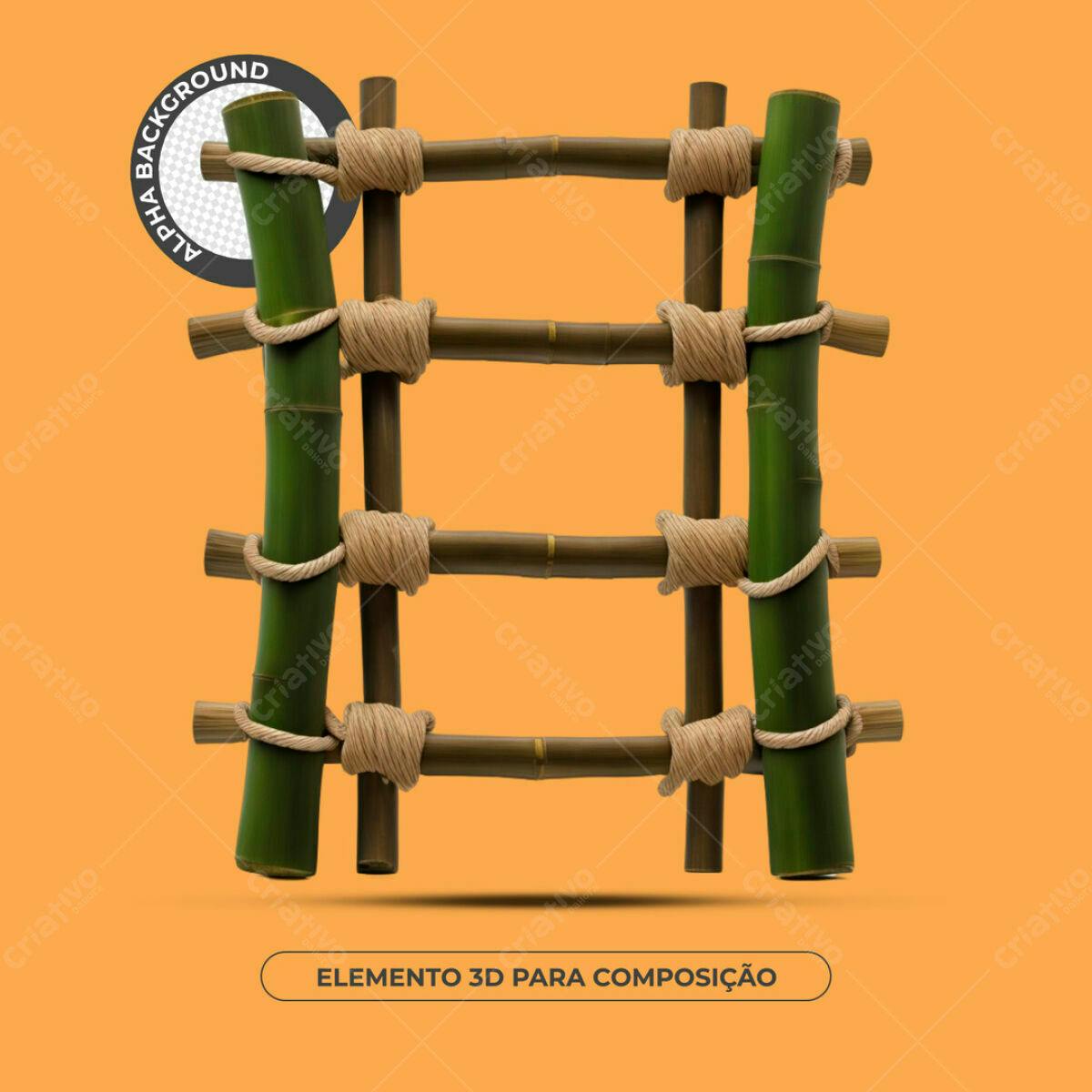 Elemento 3D de Bambu para Composição PSD Editável