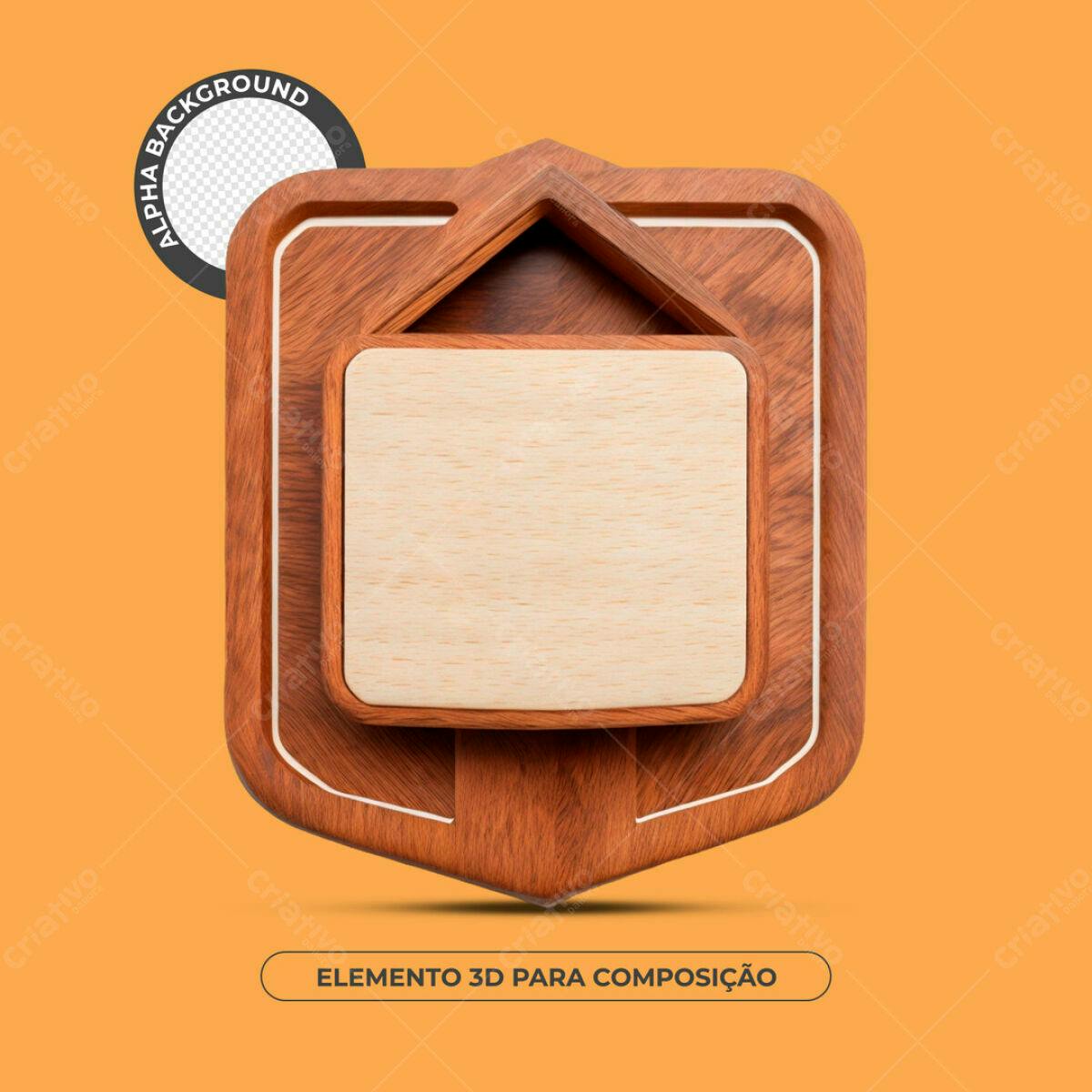 Elemento 3D de Madeira PSD Editável
