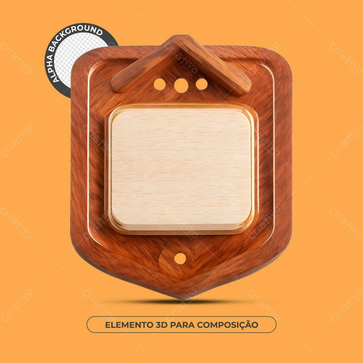 Elemento 3D de Madeira PSD Editável
