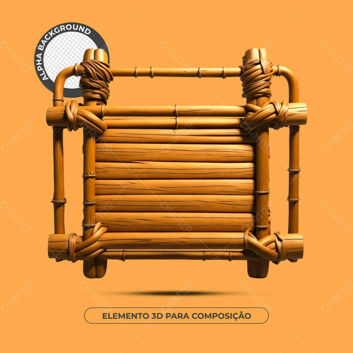Elemento 3D de Madeira PSD Editável