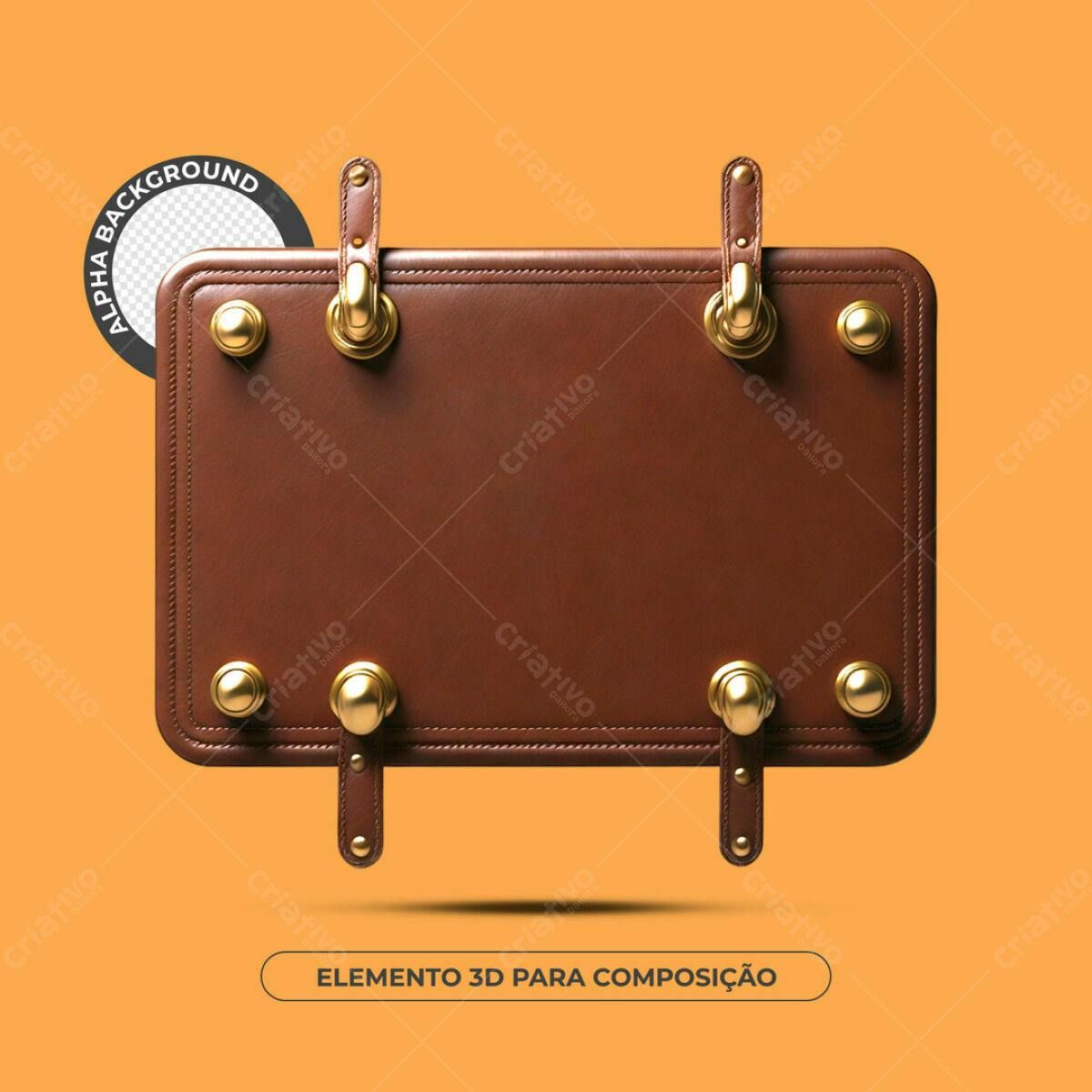 Elemento 3D em Couro Marrom PSD Editável