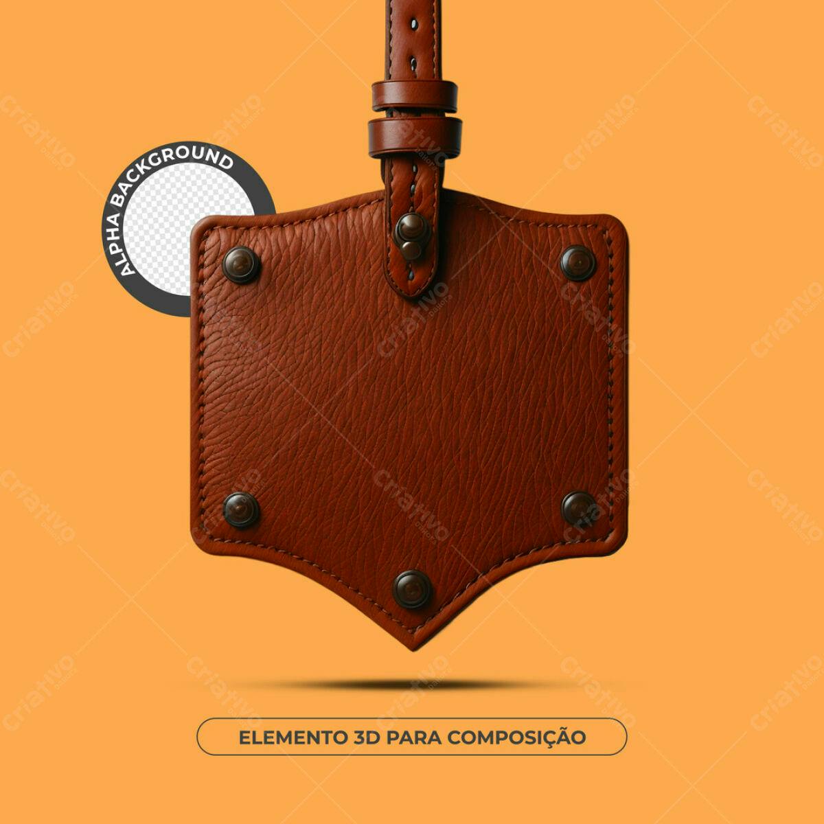 Elemento 3D Marrom em Couro PSD Editável