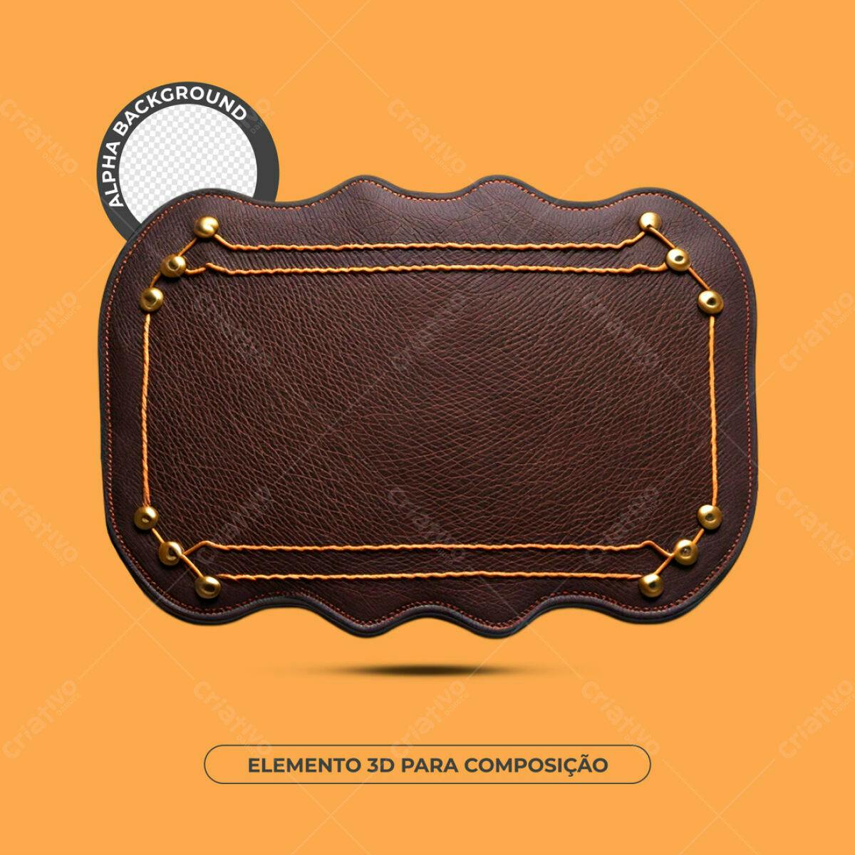 Elemento 3D em Couro Marrom PSD Editável
