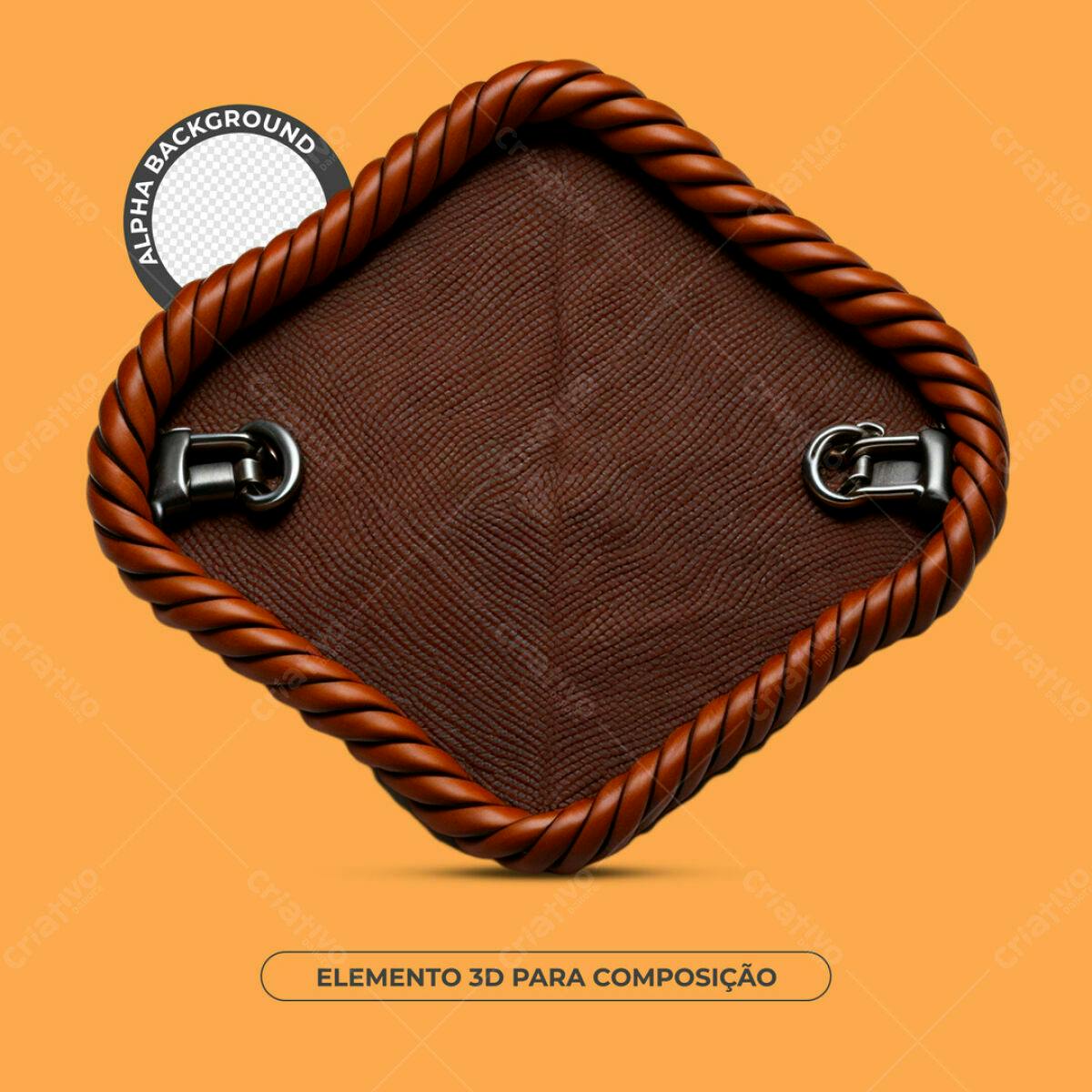 Elemento 3D em Couro Marrom PSD Editável