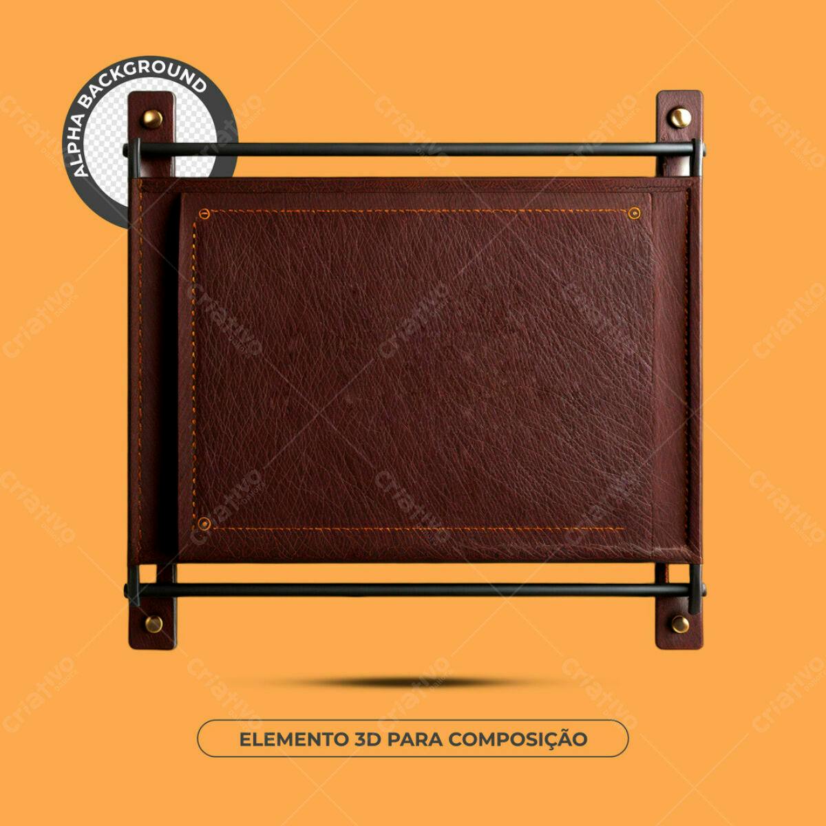 Elemento 3D Marrom em PSD Editável para Mockups
