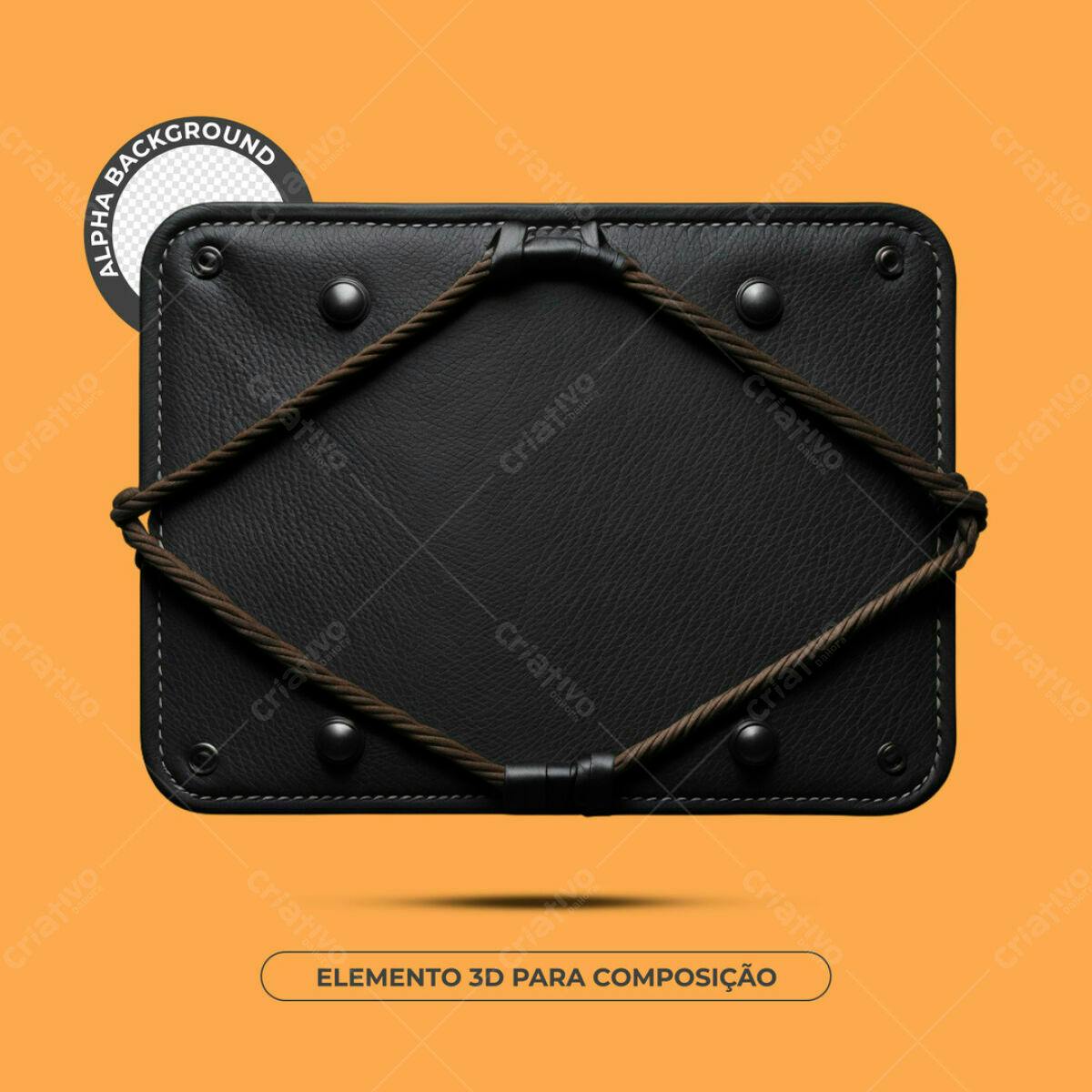 Elemento 3D de Couro Preto PSD Editável