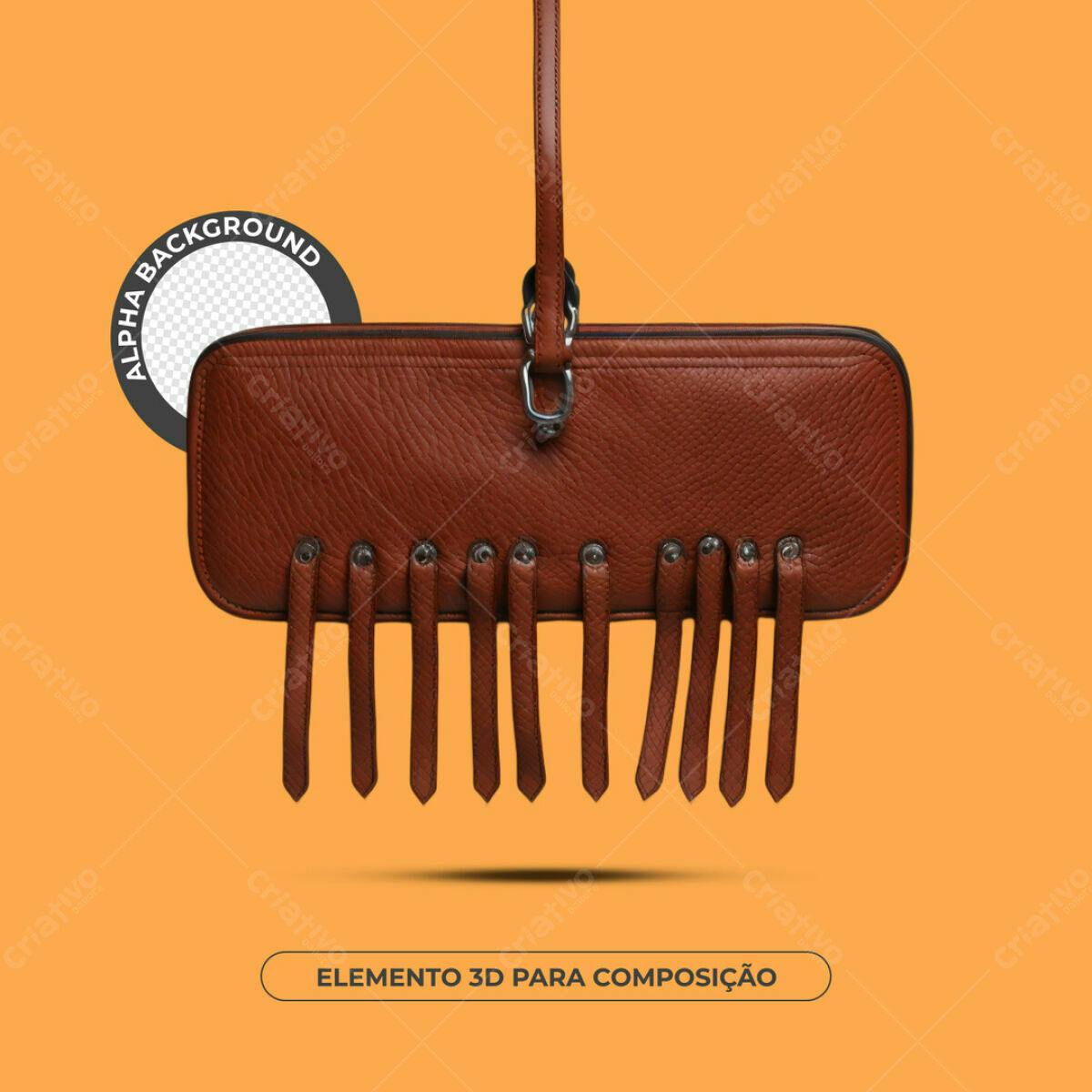 Elemento 3D Bolsa Marrom PSD Editável