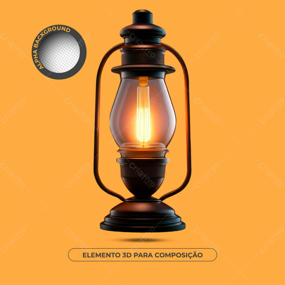 Elemento 3D Luminária PSD Editável