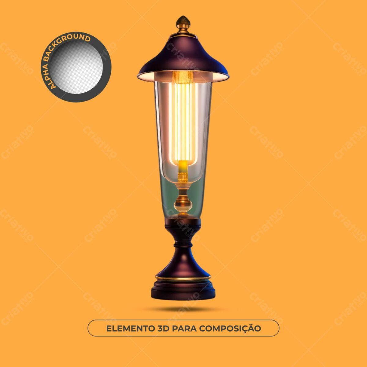 Elemento 3D Luminária Vintage PSD Editável