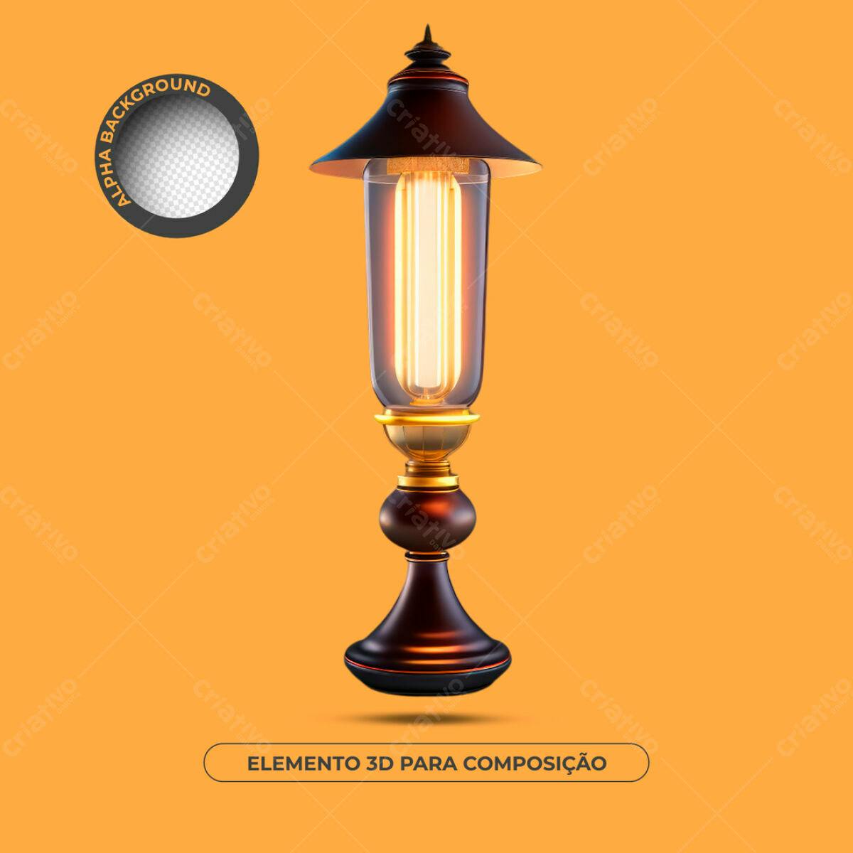 Elemento 3D Luminária Vintage PSD Editável