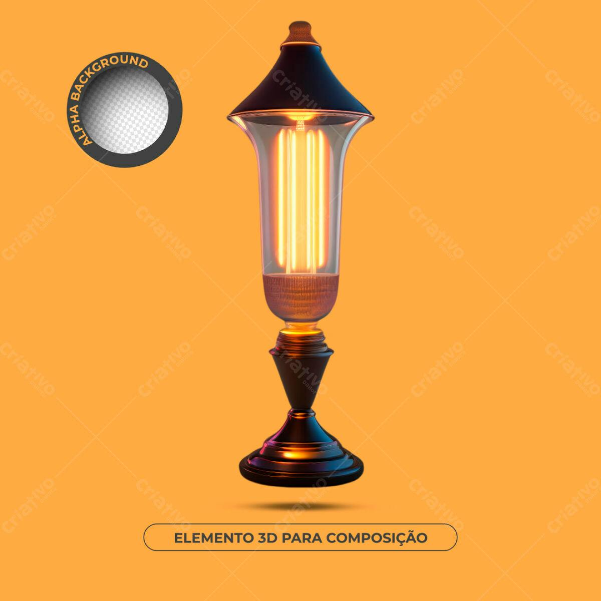 Elemento 3D Luminária Vintage PSD Editável