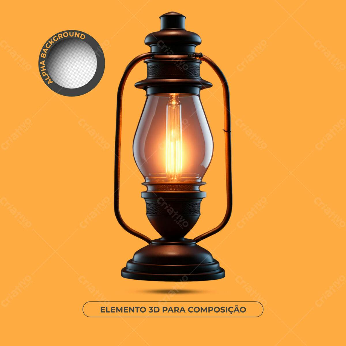 Elemento 3D Luminária Vintage PSD Editável