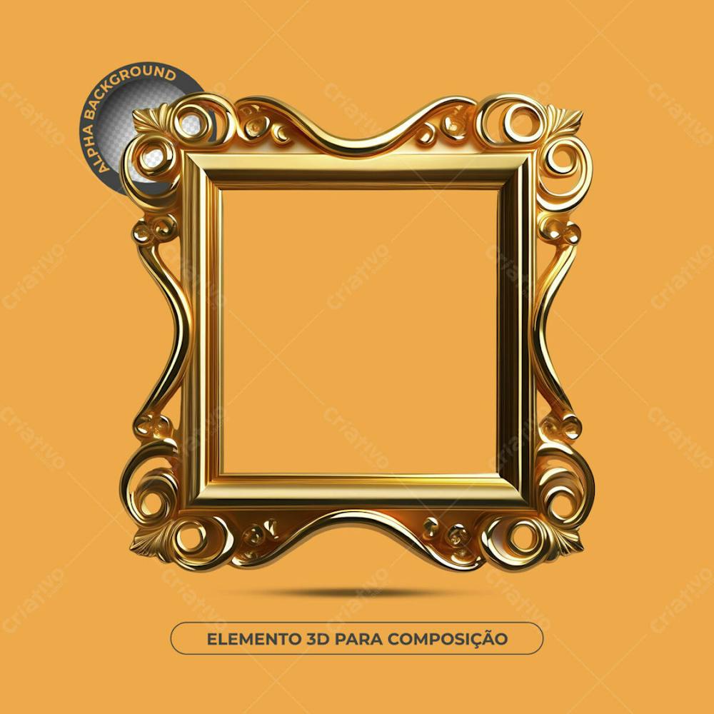 Porta Retrato Dourado Para Composição