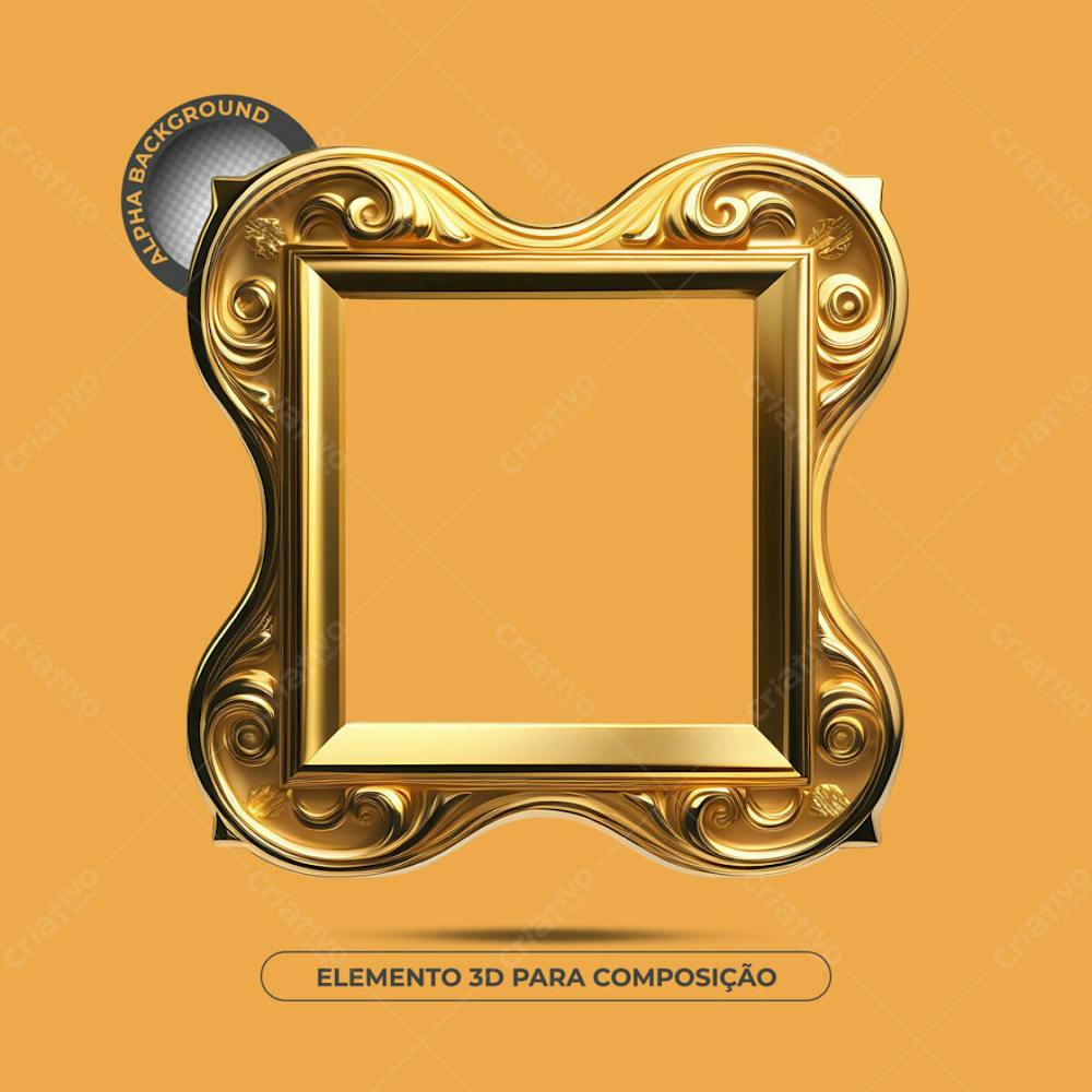 Porta Retrato Dourado Para Composição 2