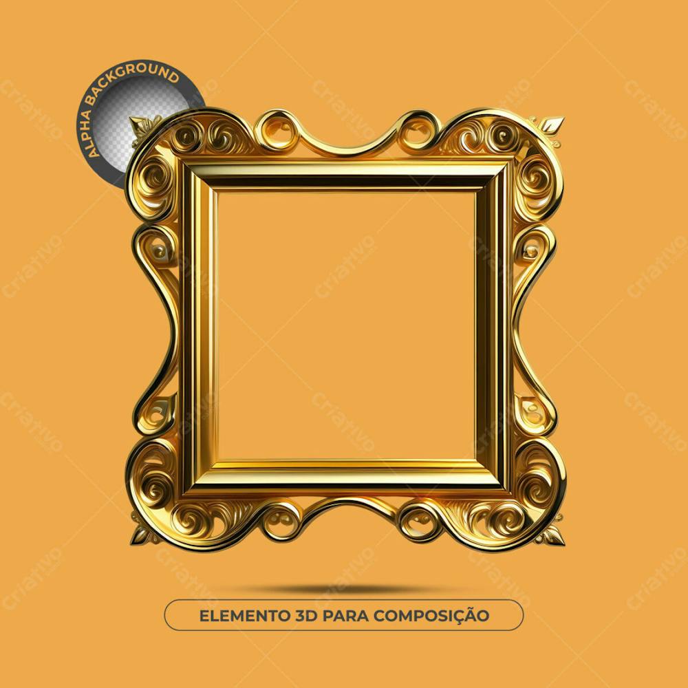 Porta Retrato Dourado Para Composição 3