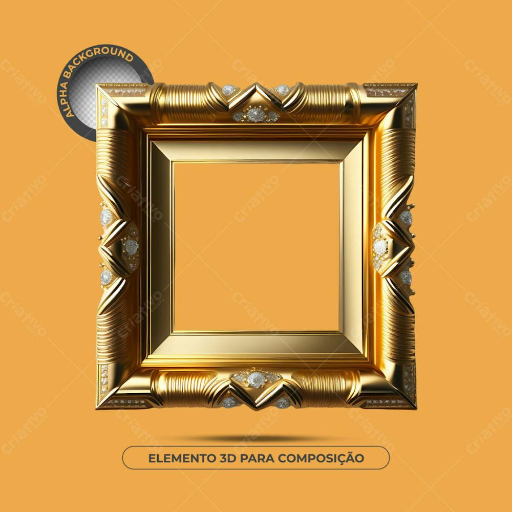 Porta Retrato Dourado Para Composição 5