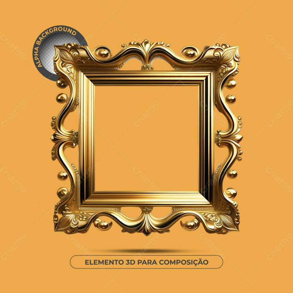 Porta Retrato Dourado Para Composição 7