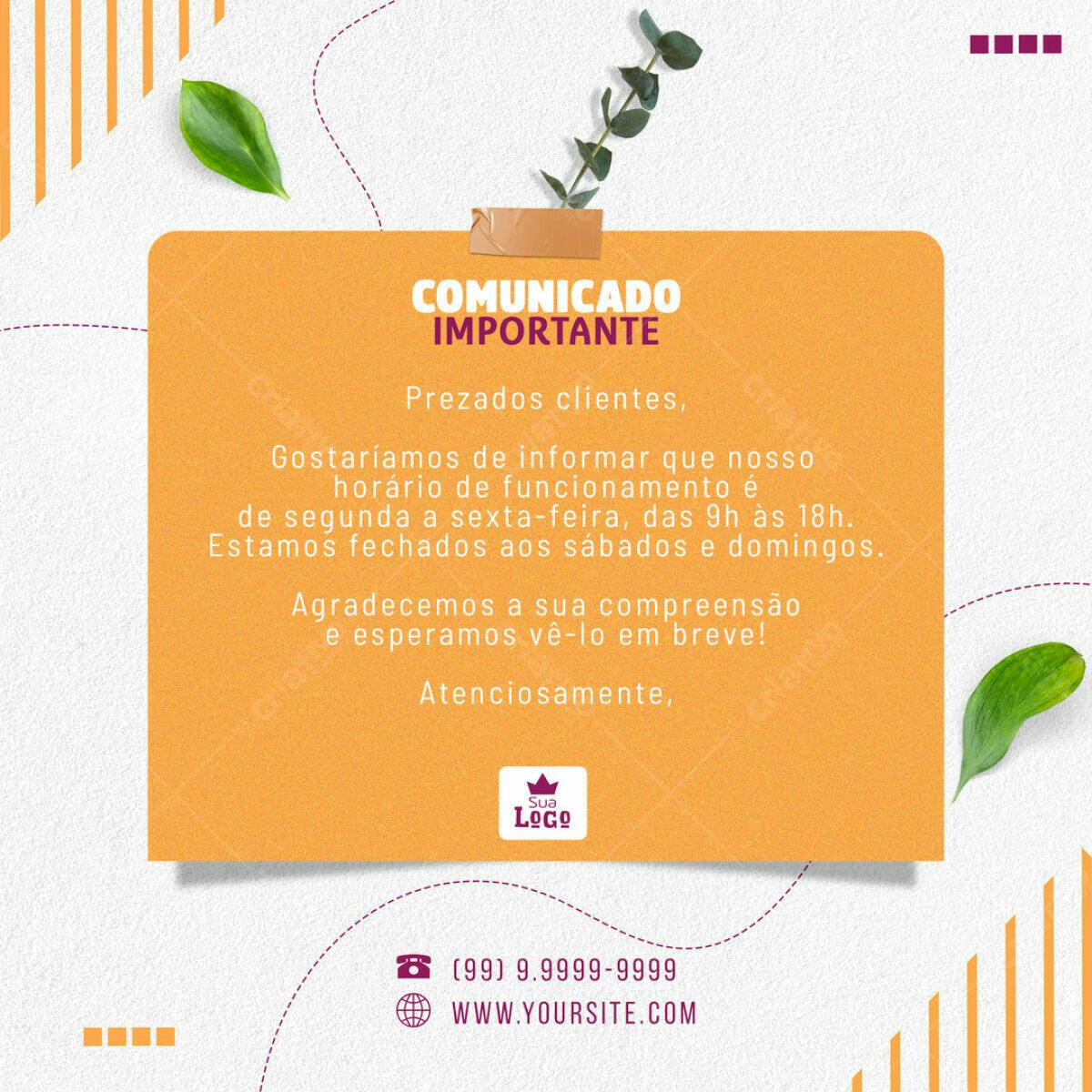 Comunicado Importante PSD Editável