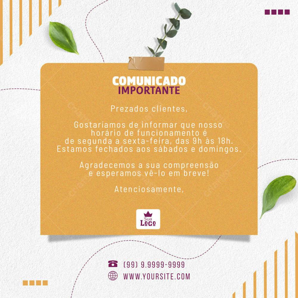 Comunicado Importante Social Media