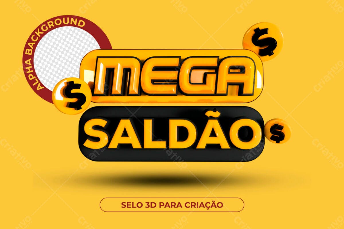 Selo 3D Mega Saldão PSD Editável