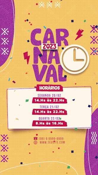 Agenda carnaval horario de funcionamento flyer