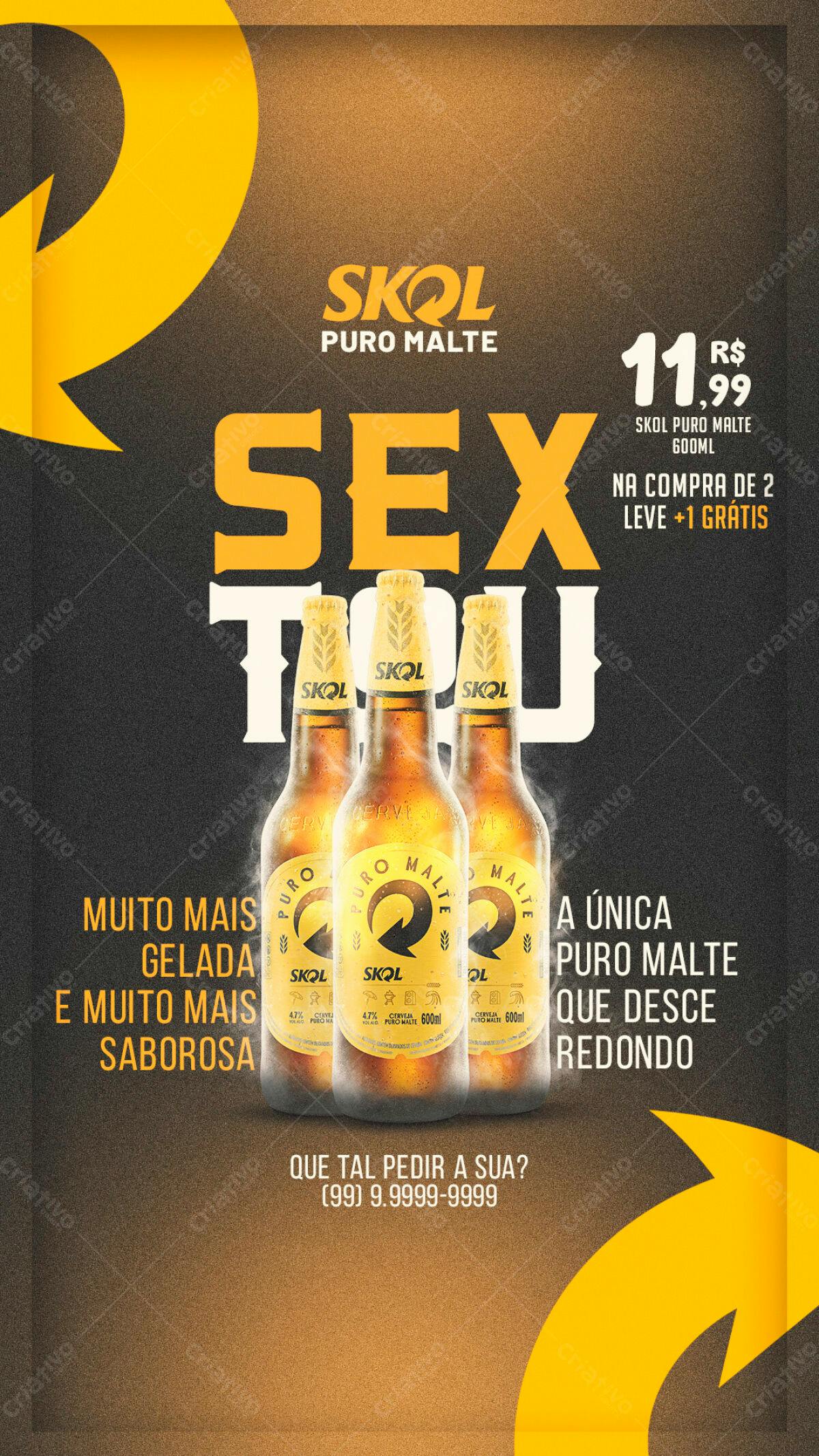 Flyer Cerveja Skol Puro Malte PSD Editável