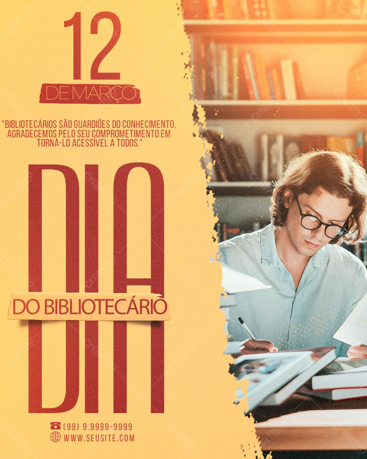 Flyer Dia do Bibliotecário PSD Editável